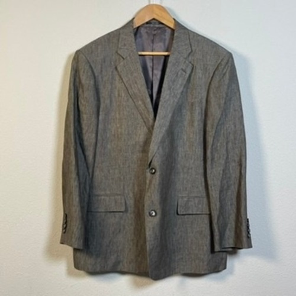 Nordstrom Men Blazer 44R Gray Linen Two Button Sport Coat Ormezzano Fabric